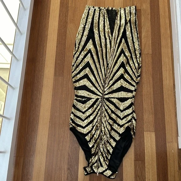 Sequin dress gold and black size medium - Picture 5 of 7